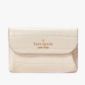 Kate Spade Dumpling Croc Embossed Small Card Holder in Bare
